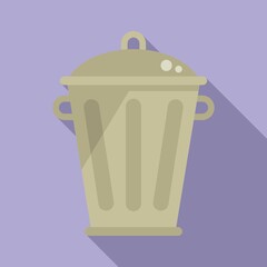 Steel recycle bin icon flat vector. Reduce trash
