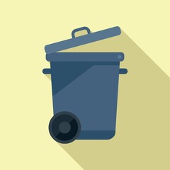 Waste bin icon flat vector. Trash food