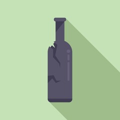 Crack bottle waste icon flat vector. Trash recycle