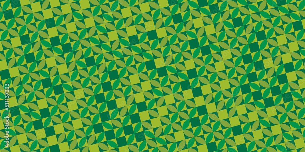 Poster horizontal banner with geometric pattern in grid. trendy greenery bauhaus pattern background. vector