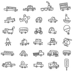 Transports Illustrations Icons Vector Mini Cute Cars Children White Color