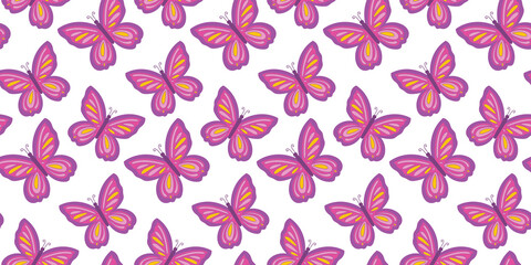 Seamless pattern with colorful butterfly. Y2K 90s 2000s seamless pattern vector background. Retro vintage nostalgic girlish repeat texture design