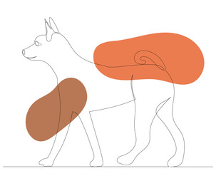 standing dog drawing by one continuous line, sketch