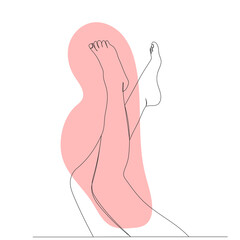 female feet drawing by one continuous line