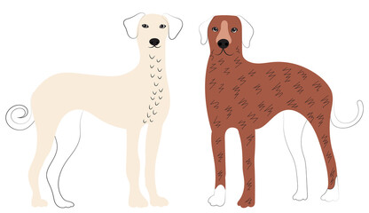 dogs doodle sketch, outline, isolated, vector