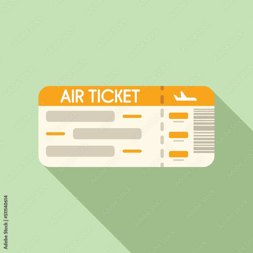 Poster Plane ticket icon flat vector. Air flight