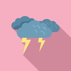 Thunderstorm icon flat vector. Cloud rain