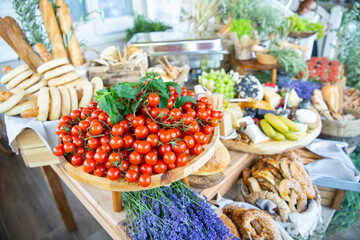 Fresh red cherry tomatoes in a pile