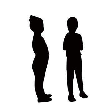 two children  body, silhouette vector
