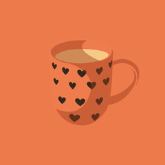 orange cup with black hearts