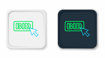 Line Bid icon isolated on white background. Auction bidding. Sale and buyers. Colorful outline concept. Vector
