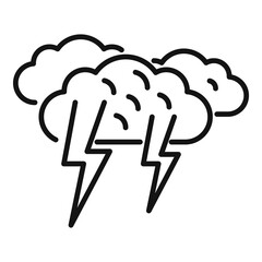 Thunderstorm icon outline vector. Cloud rain