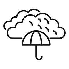 Cloudy umbrella icon outline vector. Rain forecast