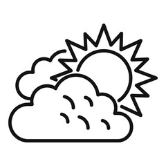 Cloudy sun icon outline vector. Rain forecast
