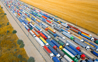 The Ukrainian port is blocked, a huge queue of trucks loaded with grain crops.