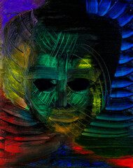 Fototapeta premium Abstract portrait of mysterious woman, original oil and knife painting