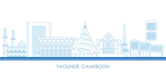 Outline Skyline panorama of city of Yaoundе, Cameroon - vector illustration