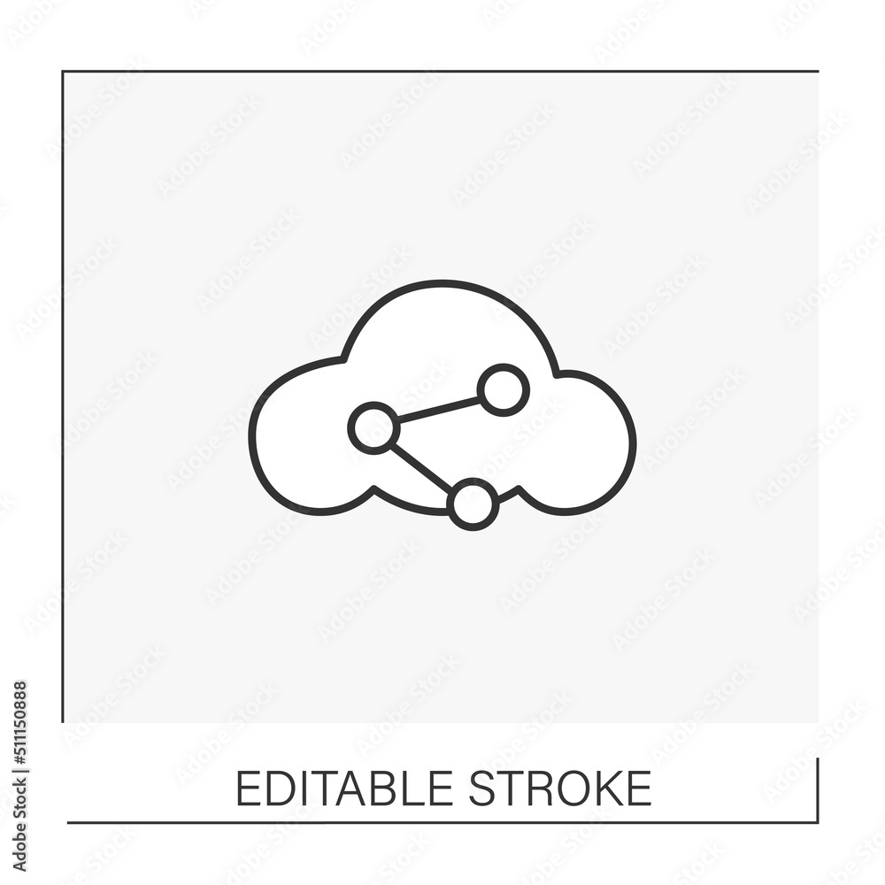 Aufkleber storage line icon. online cloud storage. hyperlink for shared access. web service concept. isolated 