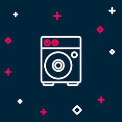 Line Guitar amplifier icon isolated on blue background. Musical instrument. Colorful outline concept. Vector