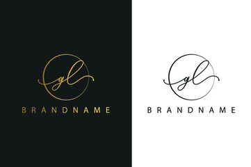 G L GL hand drawn logo of initial signature, fashion, jewelry, photography, boutique, script, wedding, floral and botanical creative vector logo template for any company or business.