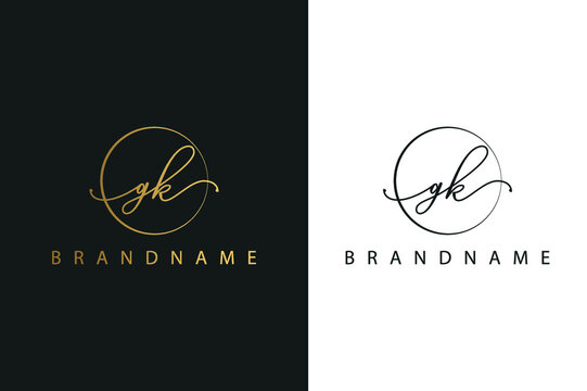 G K GK hand drawn logo of initial signature, fashion, jewelry, photography, boutique, script, wedding, floral and botanical creative vector logo template for any company or business.