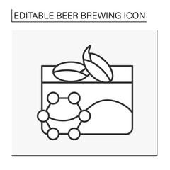  Lautering line icon. Method of separating sweet wort from spent grain. Beer brewing concept. Isolated vector illustration. Editable stroke