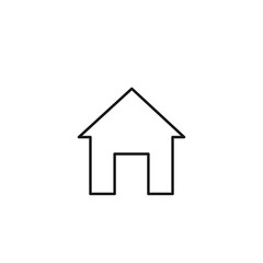 Interface of web site signs. Minimalistic outline symbol drawn with black thin line. Suitable for apps, web sites, internet pages. Vector line icon of house
