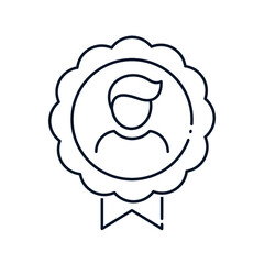 Fototapeta premium The concept of the best employee, professional development. Vector icon isolated on white background.