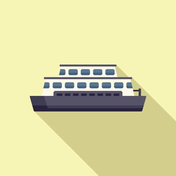 Ferry Boat Icon Flat Vector. Water Sea