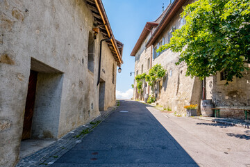 Fototapeta na wymiar Small alleyway through the village of Villette
