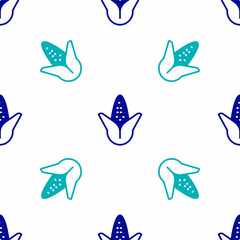 Blue Corn icon isolated seamless pattern on white background. Vector