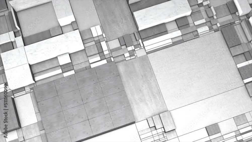 Poster gray animation.motion.gray squares and rectangles of different sizes move in different directions in