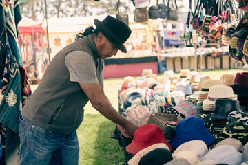 Ecuadorian indigenous family merchant of the oldest Inca culture in South America