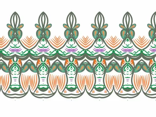 Fotobehang Seamless pattern with leaves, leaf and flowers, creative work hand drawing background. Fabric print ornamental design. Digital art illustration © Yuliia Art