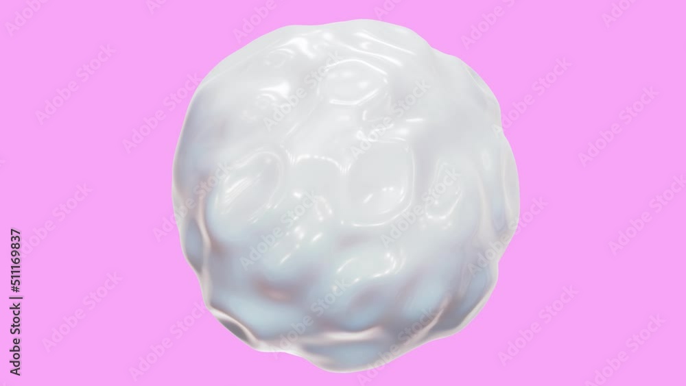 Poster looping 3d animation of the abstract morphing creamy milk white sphere against pink rendered in uhd 
