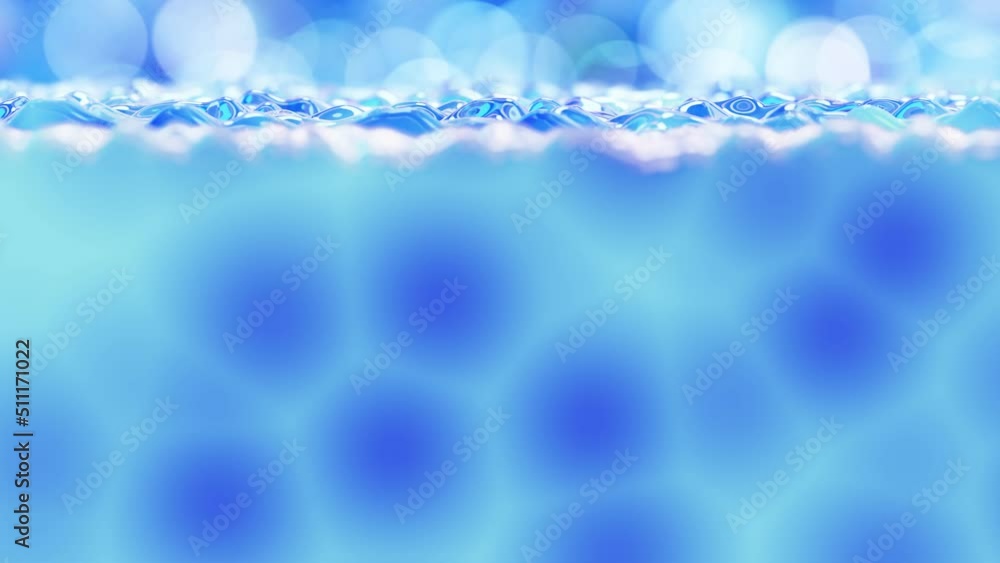 Poster realistic dof camera looping 3d animation of the draining splashing beautiful tropical turquoise blu