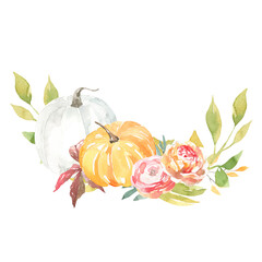 Watercolor boho fig pumpkin thanksgiving floral bouquet illustration, Autumn flowers arrangement, wreath,frame,for fall wedding stationery, nursery decor, thanksgiving card, save the date, baby shower
