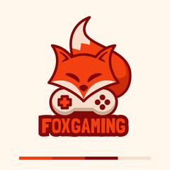 minimalist cute fox gaming mascot logo