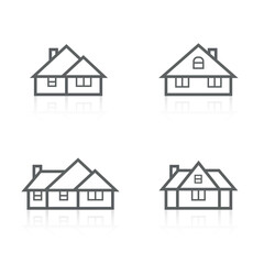 Cottage, house, residence linear icon.  Accommodation, home, and private apartment contour symbol. Vector illustration.