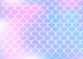Gradient scale background with holographic mermaid.