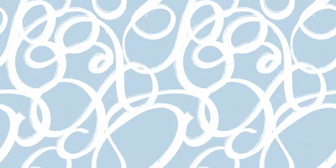 Seamless freestyle hand drawn painterly brush stroke modern abstract graffiti scribble doodle pattern in light blue and white. Baby boy nautical theme. High resolution textile texture background..