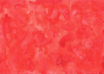 wet watercolor painting in red color on paper, background and texture
