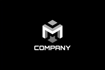 Three-dimensional axonometric hexagonal vector logo element with initials M. 3D logo M.
Usable for general business logo brands