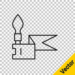 Black line Medieval spear icon isolated on transparent background. Medieval weapon. Vector