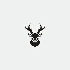 Rolgordijnen vintage deer head geometric vector illustration © Bernika