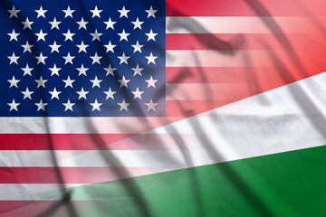 Fototapeta premium USA and Seychelles state flag transborder negotiation SYC USA