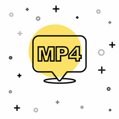 Black line MP4 file document. Download mp4 button icon isolated on white background. MP4 file symbol. Random dynamic shapes. Vector