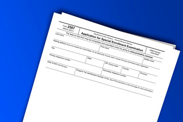 Form 2587 documentation published IRS USA 02.26.2021. American tax document on colored