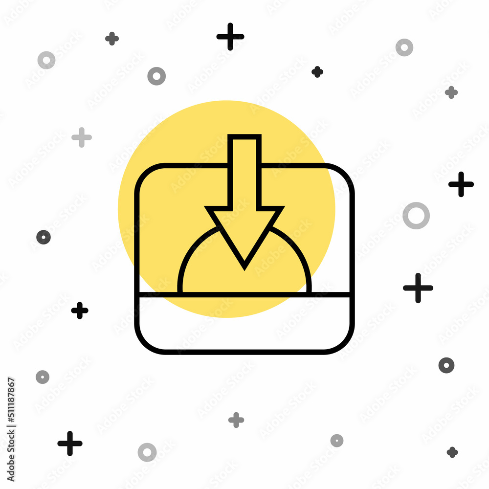 Poster black line sunset icon isolated on white background. random dynamic shapes. vector