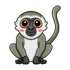 Cute little vervet monkey cartoon sitting